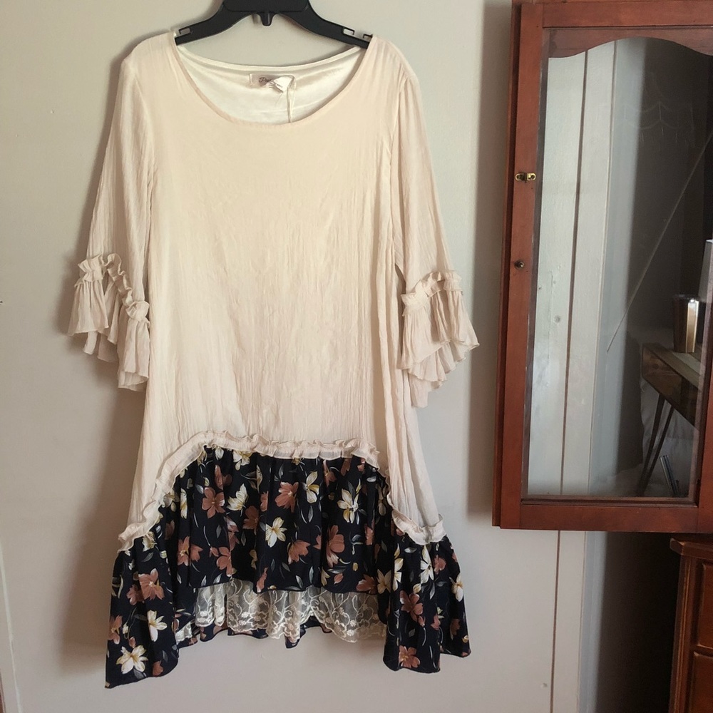 Ruffle cream dress!!!